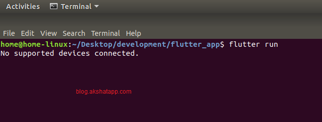 flutter run command - no device