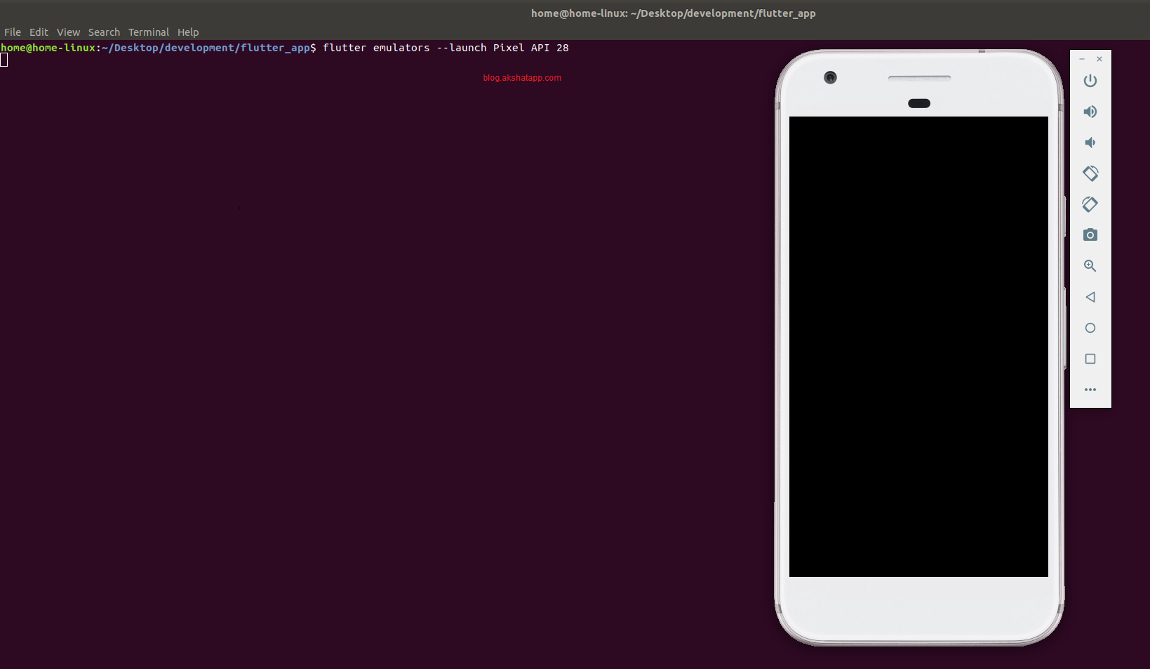 flutter emulator launch command