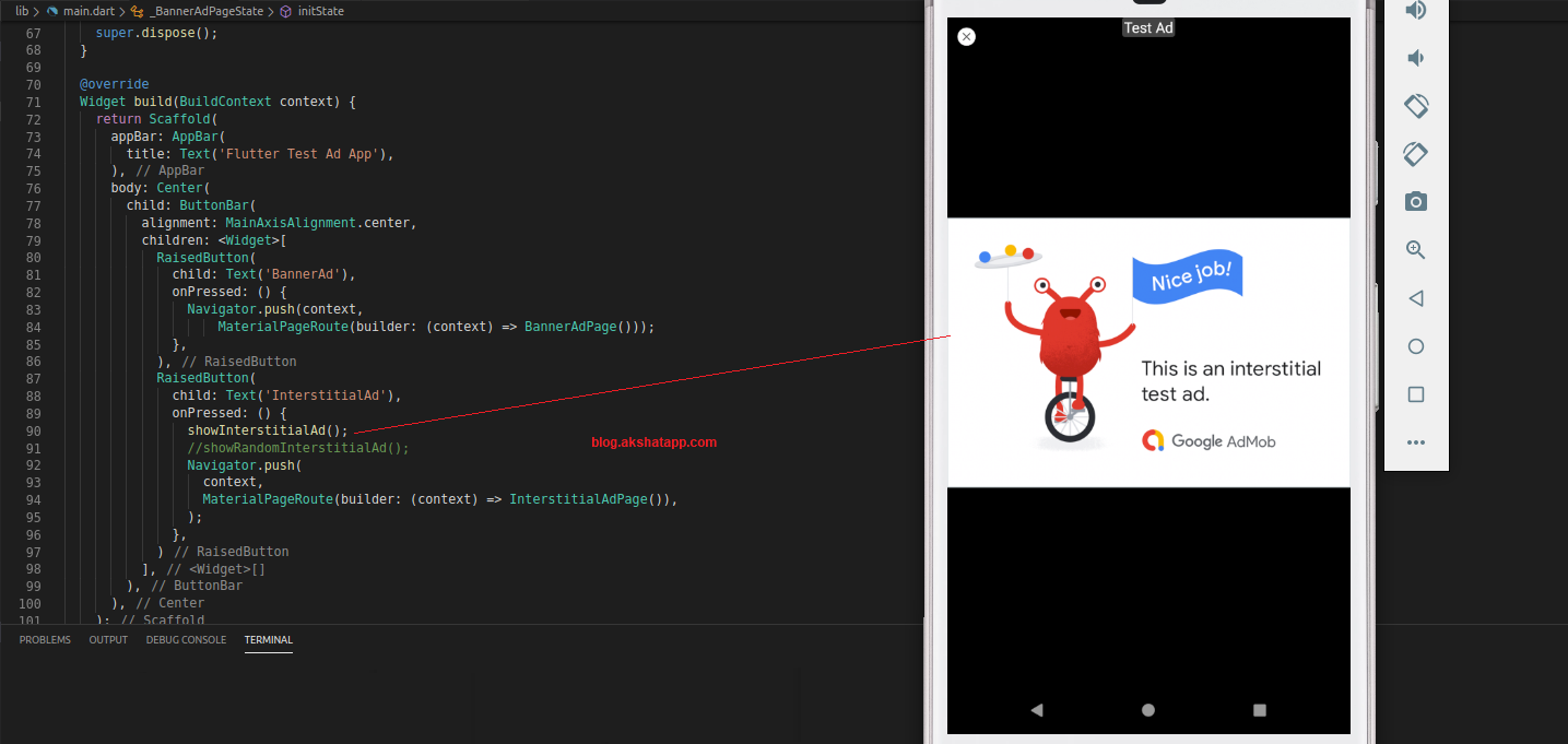 Flutter Interstitial Ad Demo