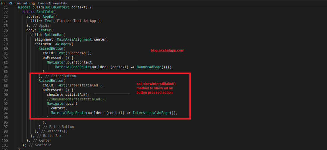 show interstitial ad