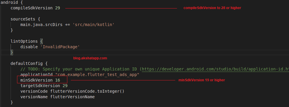 minSdkVersion 19 or  higher