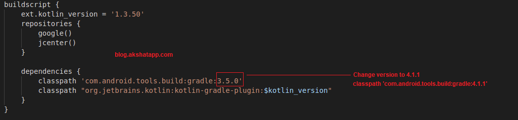 build gradle version 4.1.1