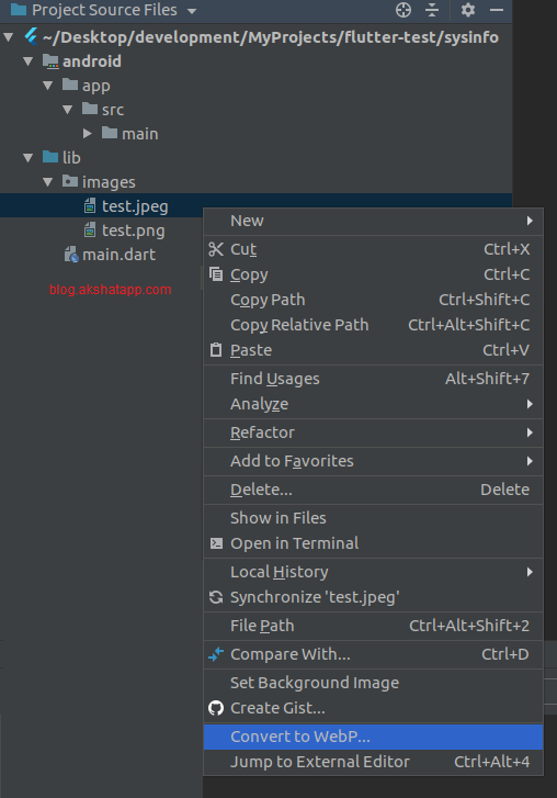 Android Studio - Convert to WebP