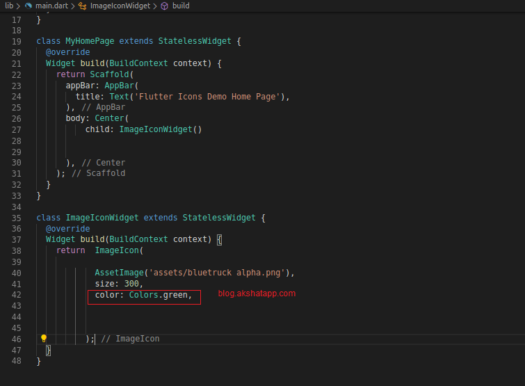 Flutter ImageIcon Green