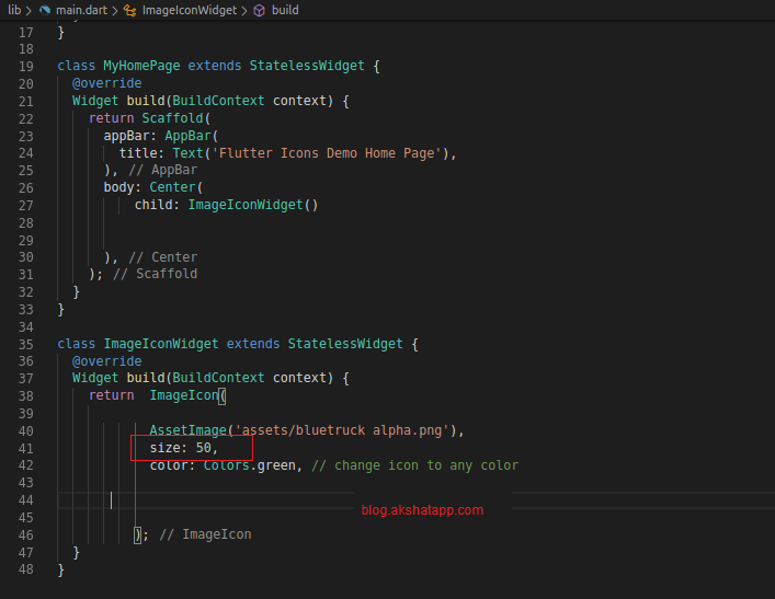Flutter ImageIcon Size